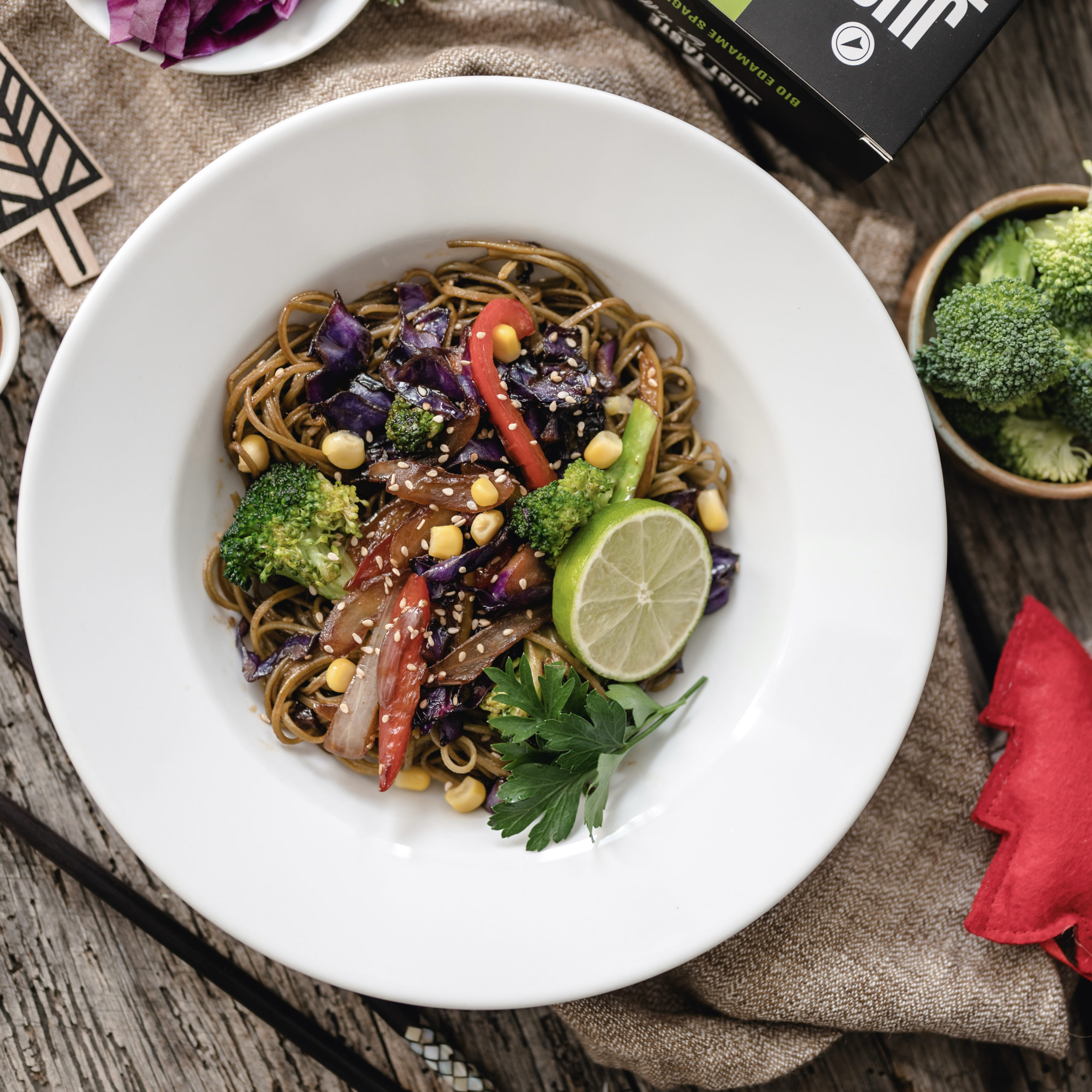 EDAMAME SPAGHETTI STIR FRY JUST TASTE